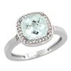 Natural 3.94 ctw Aquamarine & Diamond Engagement Ring 14K White Gold - REF-61G3M