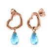 Genuine 4.5 ctw Blue Topaz Earrings Jewelry 14KT Rose Gold - REF-42M6T