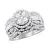 1.45 CTW Diamond Cluster Halo Bridal Engagement Ring 14KT White Gold - REF-149F9N