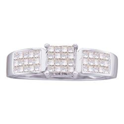 0.50 CTW Princess Diamond Cluster Bridal Engagement Ring 14KT White Gold - REF-30N2F