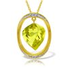 Genuine 10.85 ctw Lemon Quartz & Diamond Necklace Jewelry 14KT Yellow Gold - REF-111W2Y