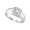0.50 CTW Mens Diamond Cluster Ring 14KT White Gold - REF-71K4W