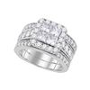 3 CTW Princess Diamond Halo Bridal Engagement Ring 14k White Gold - REF-389H9M