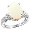 Natural 5.53 ctw Opal & Diamond Engagement Ring 10K White Gold - REF-46K8R