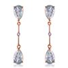 Genuine 6.01 ctw Aquamarine & Diamond Earrings Jewelry 14KT Rose Gold - REF-50W2Y
