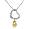 Genuine 2.28 ctw Citrine & Diamond Necklace Jewelry 14KT White Gold - REF-40H7X