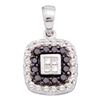 0.54 CTW Black Color Diamond Square Pendant 14KT White Gold - REF-32Y9X