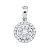0.36 CTW Diamond Circle Cluster Pendant 14KT White Gold - REF-37W5K