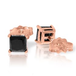 Genuine 1.0 ctw Black Diamond Earrings Jewelry 14KT Rose Gold - REF-46V7W