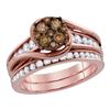 1 CTW Cognac-brown Color Diamond Bridal Ring 14KT Rose Gold - REF-112W5K