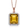 Genuine 5.4 ctw Citrine & Diamond Necklace Jewelry 14KT Rose Gold - REF-70Z5N