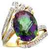 Natural 5.76 ctw mystic-topaz & Diamond Engagement Ring 14K Yellow Gold - REF-92R7Z