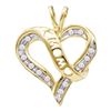 0.12 CTW Diamond Mom Mothers Heart Love Pendant 10KT Yellow Gold - REF-12X2Y