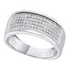 0.30 CTW Mens Diamond Micropave Wedding Anniversary Ring 10KT White Gold - REF-33M7H