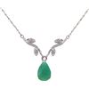 Genuine 1.02 ctw Emerald & Diamond Necklace Jewelry 14KT White Gold - REF-37H2X