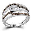 0.45 CTW Cognac-brown Color Diamond Linked Loop Ring 10KT White Gold - REF-33H8M
