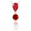 Genuine 5.05 ctw Ruby & Pearl Necklace Jewelry 14KT Rose Gold - REF-33A8K