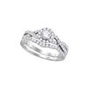 1 CTW Diamond Bridal Wedding Engagement Ring 14KT White Gold - REF-101Y2X