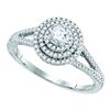 0.50 CTW Diamond Solitaire Triple Halo Bridal Engagement Ring 10KT White Gold - REF-64F4N