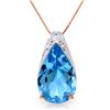 Genuine 6 ctw Blue Topaz Necklace Jewelry 14KT Rose Gold - REF-28W3Y