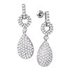 2 CTW Diamond Teardrop Dangle Earrings 10KT White Gold - REF-134Y9X