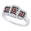 0.41 CTW Princess Cognac-brown Color Diamond Ring 14KT White Gold - REF-49W5K