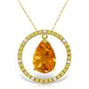 Genuine 6.6 ctw Citrine & Diamond Necklace Jewelry 14KT Yellow Gold - REF-52W9Y