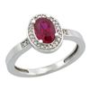Image 1 : Natural 0.99 ctw ruby & Diamond Engagement Ring 14K White Gold - REF-45W3K
