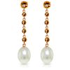 Genuine 10 ctw Citrine & Pearl Earrings Jewelry 14KT Rose Gold - REF-32Y4F