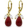 Genuine 18.6 ctw White Topaz & Ruby Earrings Jewelry 14KT Yellow Gold - REF-46V7W