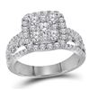 1.48 CTW Diamond Cluster Bridal Engagement Ring 14KT White Gold - REF-149F9N