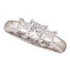 0.78 CTW Princess Diamond 3-stone Bridal Engagement Ring 14KT White Gold - REF-89K9W