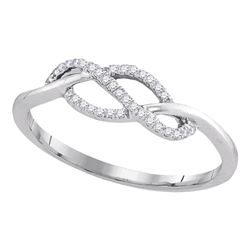 0.10 CTW Diamond Crossover Strand Ring 10KT White Gold - REF-13K4W