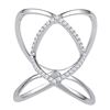 0.16 CTW Diamond Open Strand Knuckle Fashion Ring 10KT White Gold - REF-19K4W