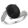 Natural 2.46 ctw onyx & Diamond Engagement Ring 14K White Gold - REF-47X4A