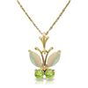Genuine 0.70 ctw Opal & Peridot Necklace Jewelry 14KT Yellow Gold - REF-24M4T