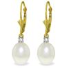 Genuine 8.1 ctw Pearl & Diamond Earrings Jewelry 14KT Yellow Gold - REF-27M2T