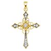 0.31 CTW Diamond Antique-style Cross Pendant 10KT Yellow Gold - REF-26X9Y