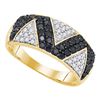 0.90 CTW Black Color Diamond Chevron Ring 10KT Yellow Gold - REF-34M4H