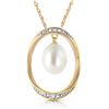 Genuine 4.1 ctw Pearl & Diamond Necklace Jewelry 14KT Yellow Gold - REF-99Z3N