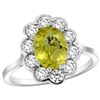 Natural 2.34 ctw Lemon-quartz & Diamond Engagement Ring 14K White Gold - REF-80H8W