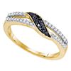 0.15 CTW Black Color Diamond Slender Unique Crossover Ring 10KT Yellow Gold - REF-14K9W
