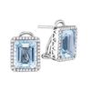 5.52 CTW Emerald-shape Created Aquamarine Stud Earrings 14KT White Gold - REF-209K9W
