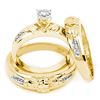 0.14 CTW Diamond Matching Claddagh Mens His & Hers Trio Ring 10KT Yellow Gold - REF-34F4N