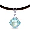 Genuine 8.76 ctw Blue Topaz & Diamond Necklace Jewelry 14KT White Gold - REF-30F6Z