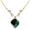 Genuine 15.27 ctw Green Sapphire Corundum & Diamond Necklace Jewelry 14KT Yellow Gold - REF-46M7T