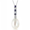 Genuine 4.15 ctw Pearl, Sapphire & Diamond Necklace Jewelry 14KT White Gold - REF-20X4M