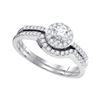 0.45 CTW Diamond Halo Bridal Engagement Ring 10KT White Gold - REF-44M9H