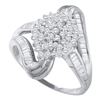 0.52 CTW Diamond Cluster Swirl Shank Ring 10KT White Gold - REF-34H4M