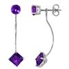 Genuine 4.15 ctw Amethyst Earrings Jewelry 14KT White Gold - REF-32H2X